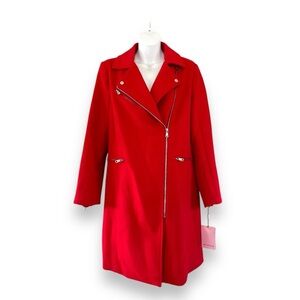 Avec Les Filles RED long Moto Jacket Coat
